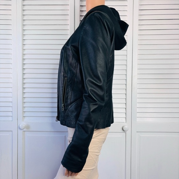 DANIER Vintage Black Hooded Leather Jacket Size XS - Picture 4 of 9